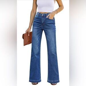 Grapent High Rise Wide Leg Jeans Women’s Large Blue Stretch Denim EUC